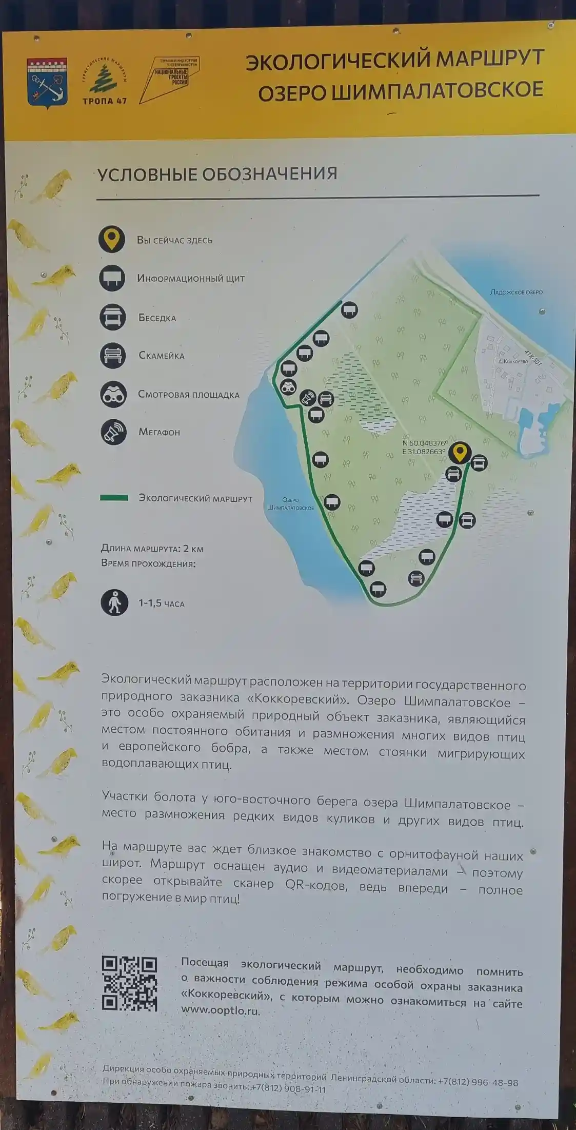 Карта маршрута экотропы «Ладожские берега» в Коккорево
